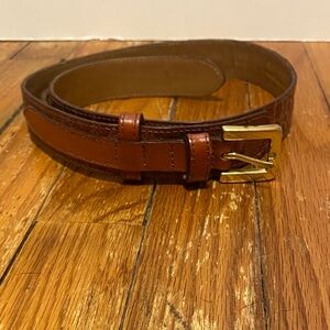 Talbots Brown Genuine Leather Women's Belt with Gold Buckle western cowboy rodeo